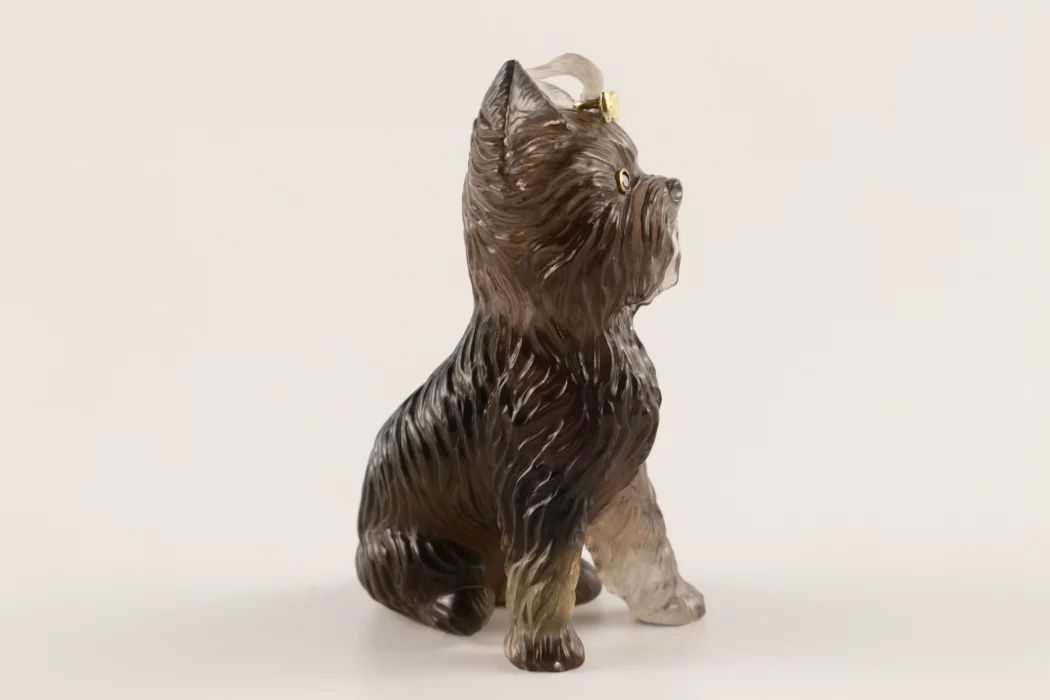 Stone-cut figurine of a Yorkshire Terrier. mid-20th century 