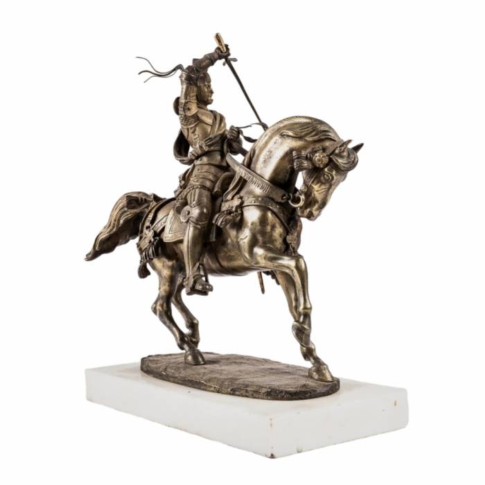 Carlo Marochetti. Figure en bronze d`un chevalier equestre. Duc de Savoie. 
