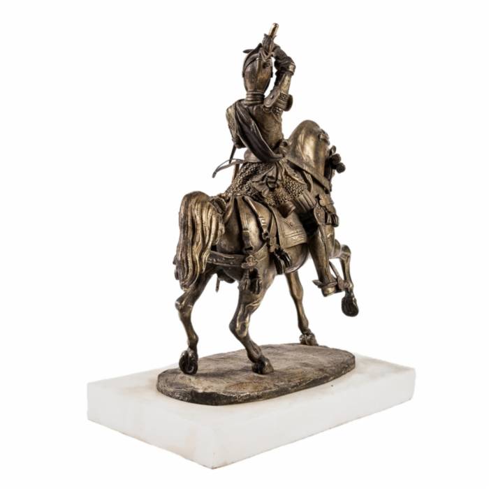 Carlo Marochetti. Figure en bronze d`un chevalier equestre. Duc de Savoie. 