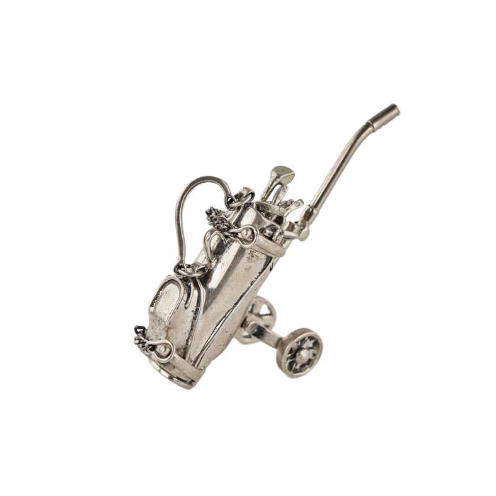 Sac de golf miniature sur chariot à dix clubs, Tiffany & Co., New York. 