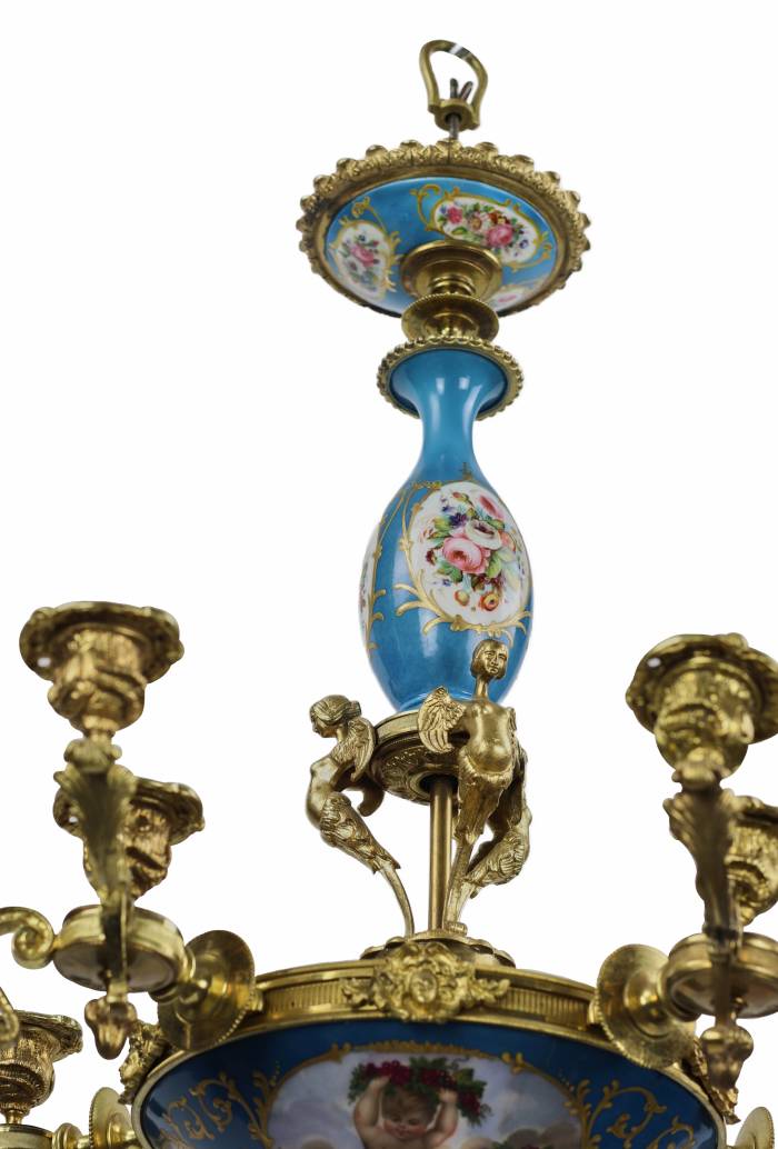 Chandelier with 15 candles in Louis XVI style. Sevres. 