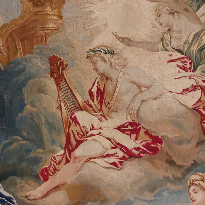 Antique tapestry Triumph of Apollo. Model Jan van Orley and Augustin Coppens. Brussels. 18th century, around 1725 