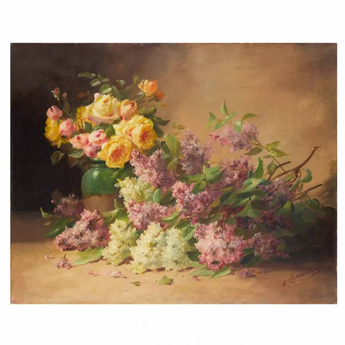 Edmond VAN COPPENOLLE. Still life with lilacs. France. 19th century. 