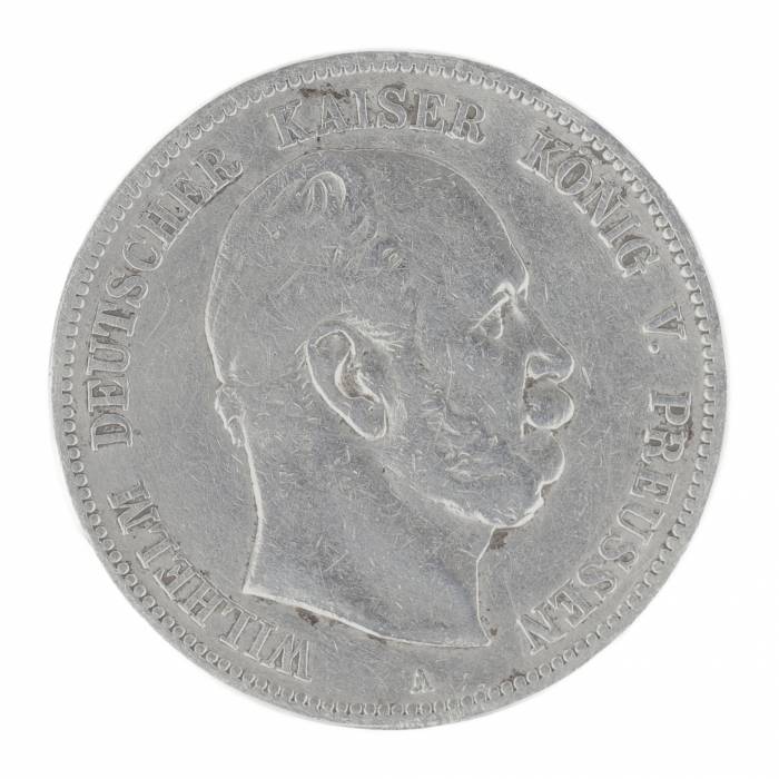 Pièce en argent de 5 marks. Allemagne 1876. 