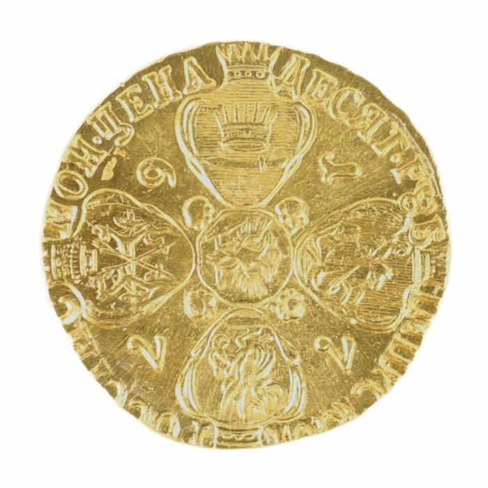 Золотая монета  времен Екатерины Великой 10 рублей. Санкт-Петербург 1767 год.