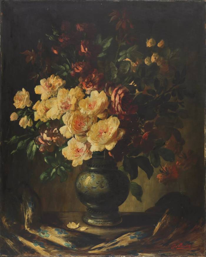 Klusā daba ar rožu pušķi. C. BARDĒ. 19. - 20. gadsimtu mija. 