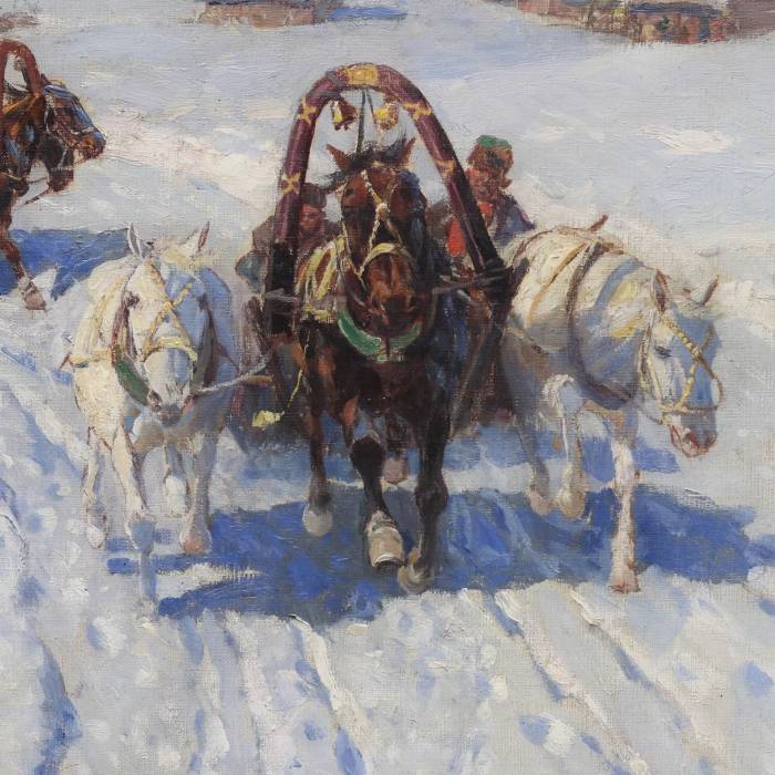 Troïkas paysannes en hiver. Roubaud Franz Alekseevich, 1856 Odessa - 1928 Munich 