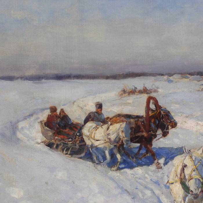 Peasant Troikas in Winter. Franz Alekseevich Roubaud, 1856 Odessa - 1928 Munich 