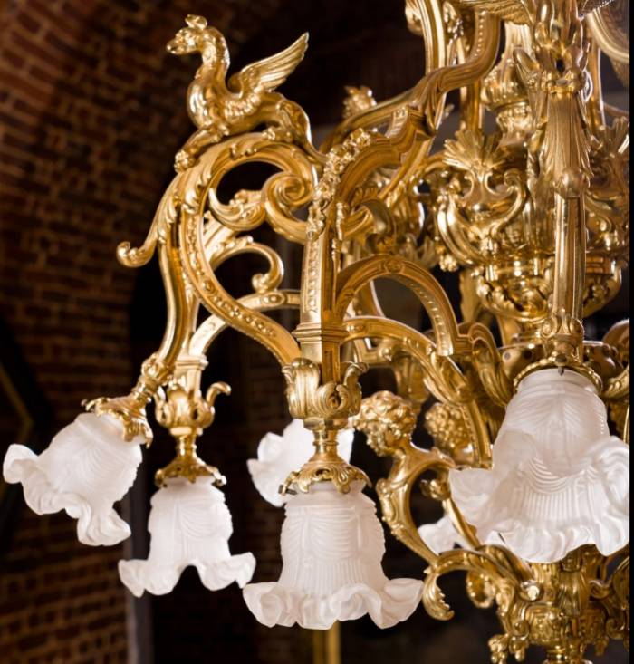 French gilded bronze chandelier Napoleon III. XIX century. 