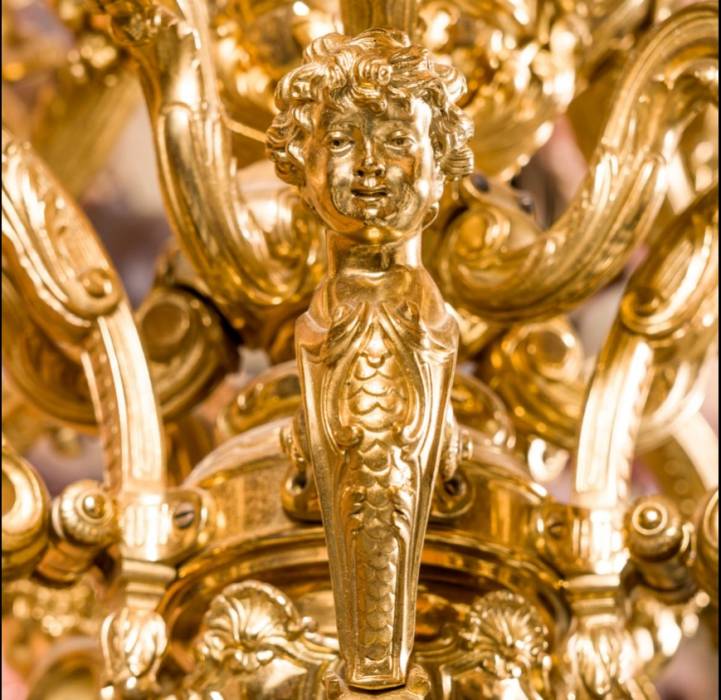 French gilded bronze chandelier Napoleon III. XIX century. 