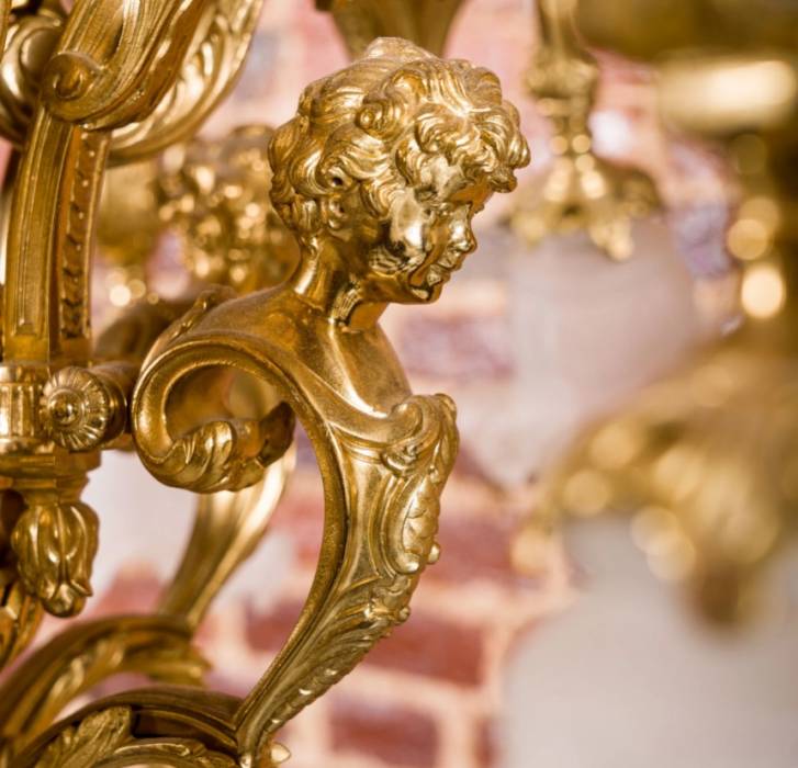 French gilded bronze chandelier Napoleon III. XIX century. 