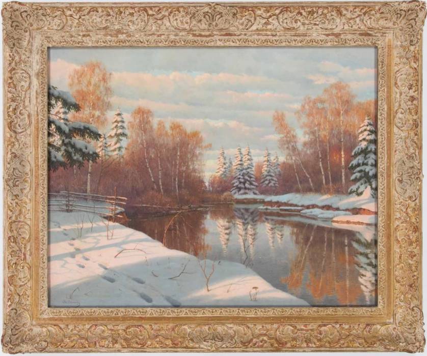  Winter Landscape. River Bank in Winter. Boris Bessonov (1862-1934) 