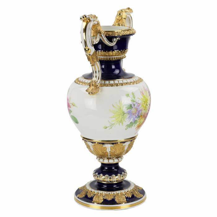 Grand vase de fleurs de salon. Ernst August Leuteritz. Meissen 19ème siècle 