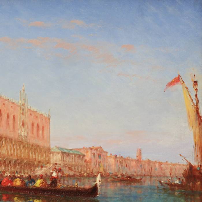 Felix Ziem (1821-1911). View of Venice: Doge`s Palace and Piazzetta Columns. 