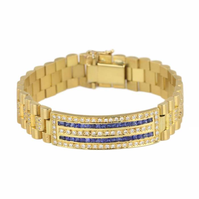 18K Gold Rolex Sapphire and Diamond Unisex Bracelet 