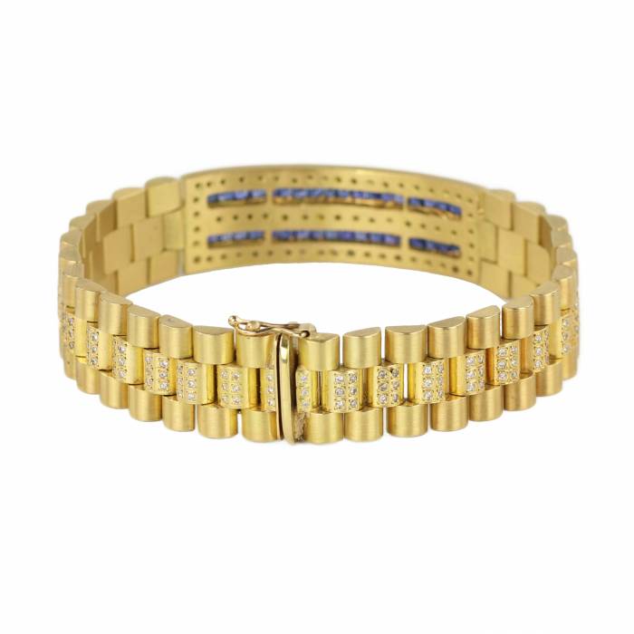 18K Gold Rolex Sapphire and Diamond Unisex Bracelet 