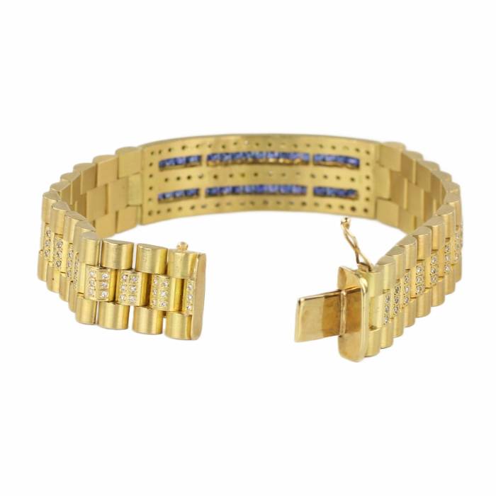 18K Gold Rolex Sapphire and Diamond Unisex Bracelet 