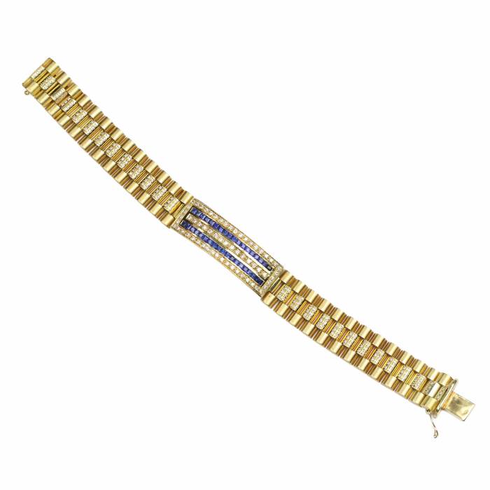 18K Gold Rolex Sapphire and Diamond Unisex Bracelet 