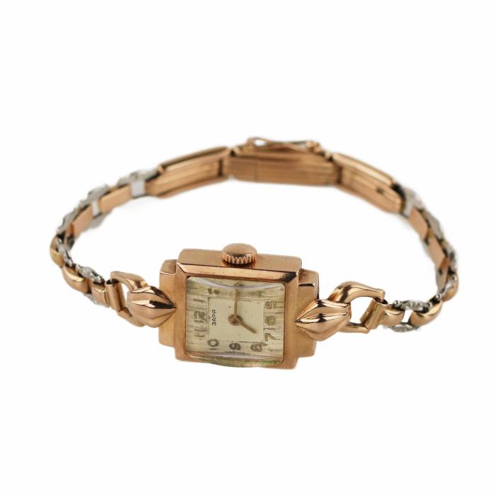 Gold watch with bracelet Zarya 583 USSR 1956-1960. 