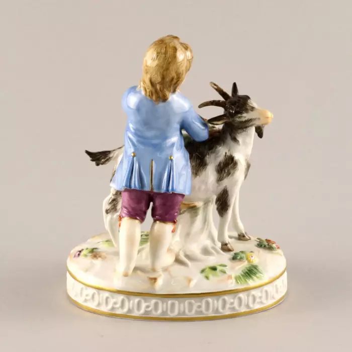 Porcelain figure Boy with a goat. Meissen