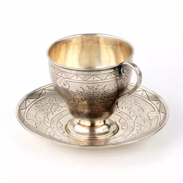 Silver coffee pair 84, Moscow. Russia. 1864. 