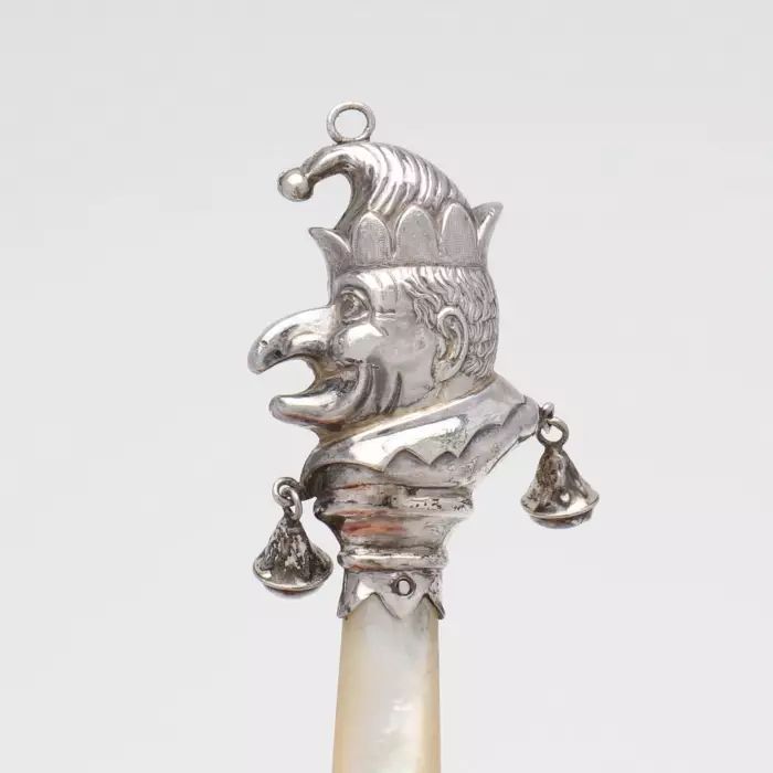 English silver rattle "Jester". 