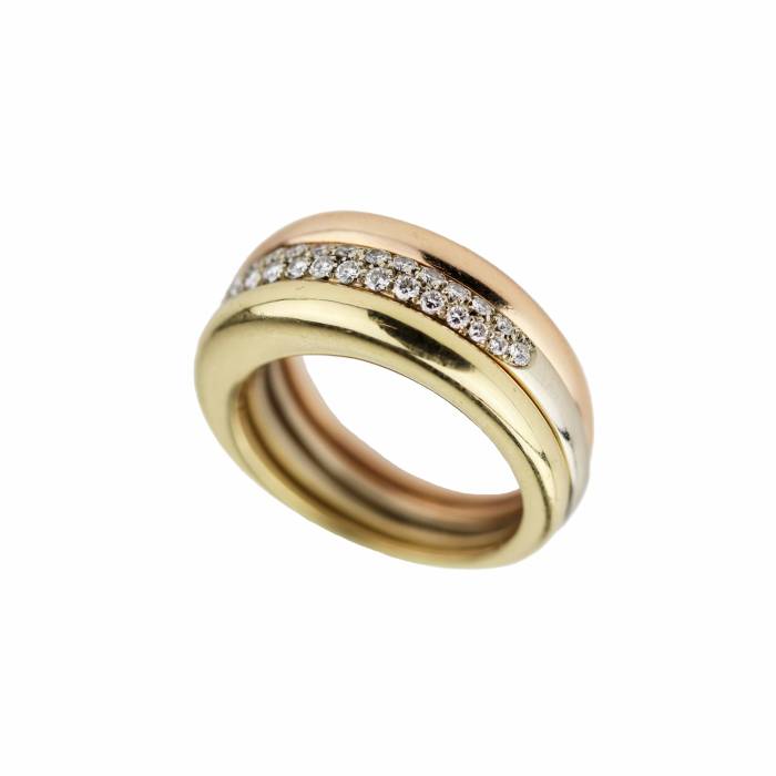 Золотое кольцо с бриллиантами Cartier Mobilis tricolor в оригинальном футляре.