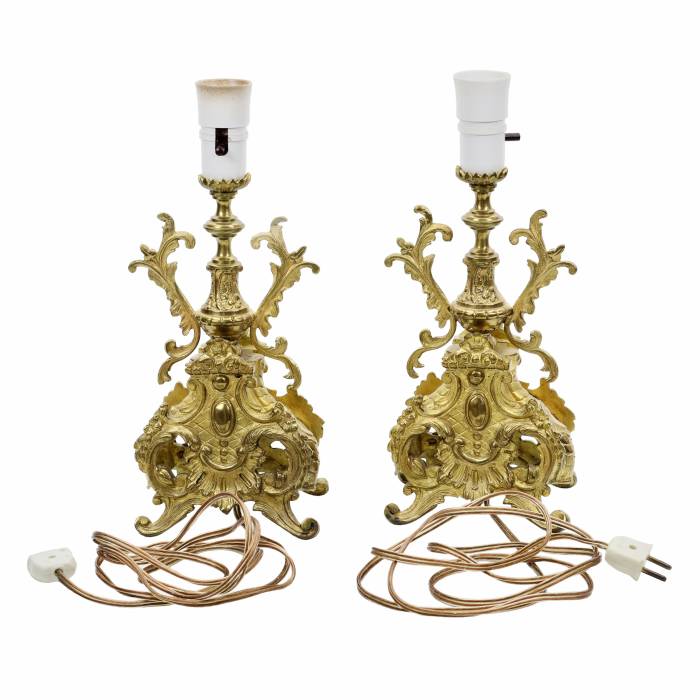 Pair of gilded bronze table lamps. 