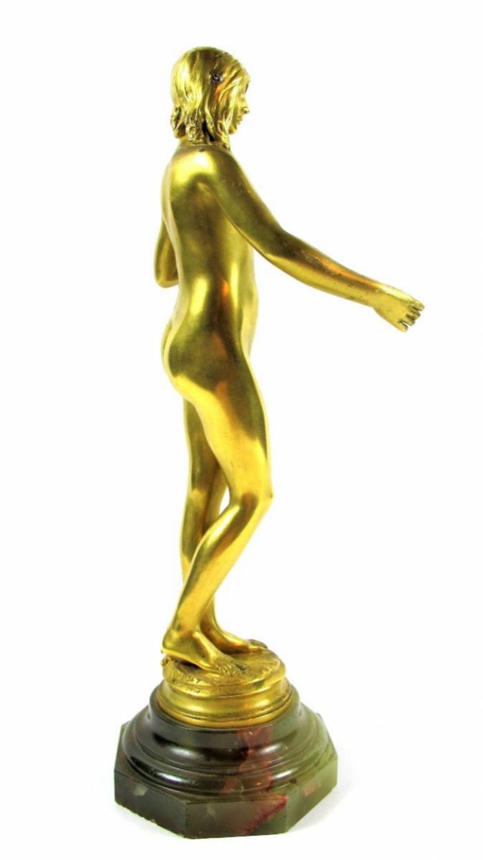 Antonin Carlès (1851-1919) “Youth” Gilt Bronze Sculpture 