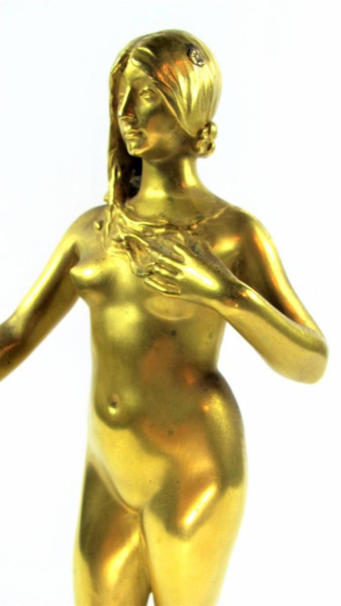 Antonin Carlès (1851-1919) “Youth” Gilt Bronze Sculpture 