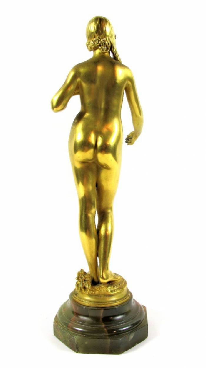 Antonin Carlès (1851-1919) “Youth” Gilt Bronze Sculpture 