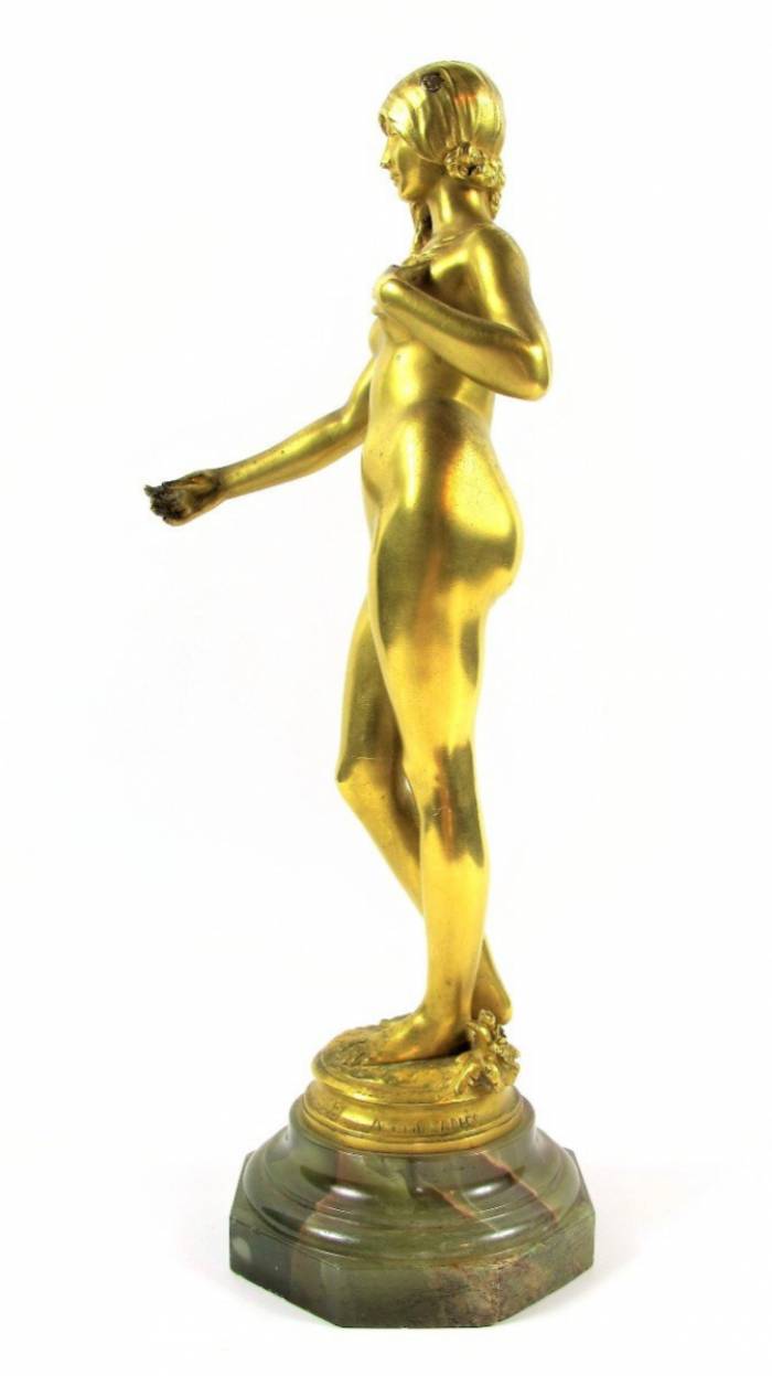 Antonin Carlès (1851-1919) “Youth” Gilt Bronze Sculpture 