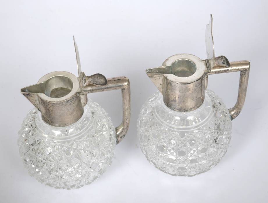 Crystal decanters with silver finish (2 pcs.)