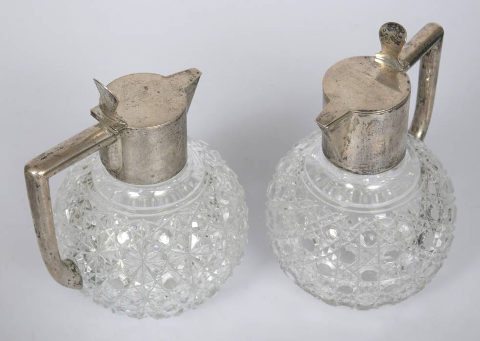 Crystal decanters with silver finish (2 pcs.)