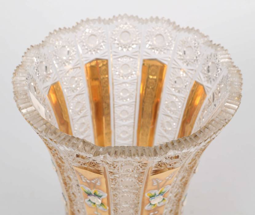 Crystal vase with enamel painting