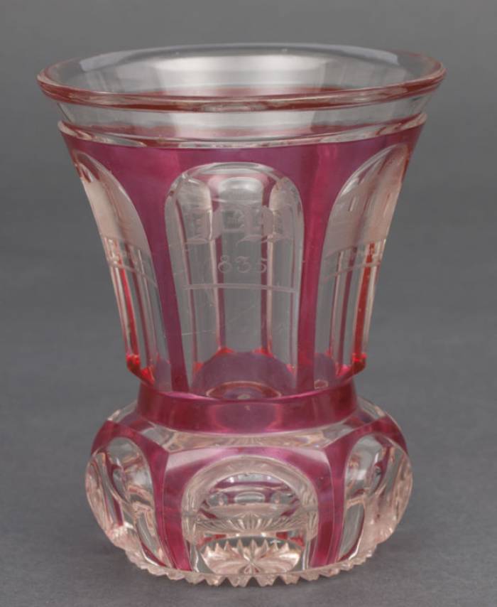 Glass vase with engravings