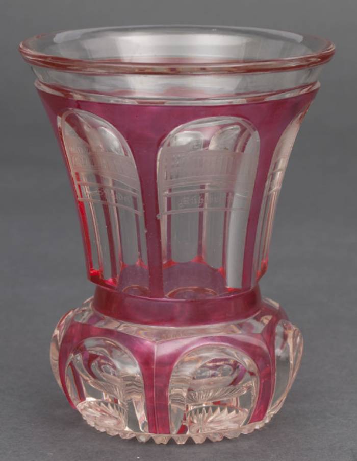 Glass vase with engravings