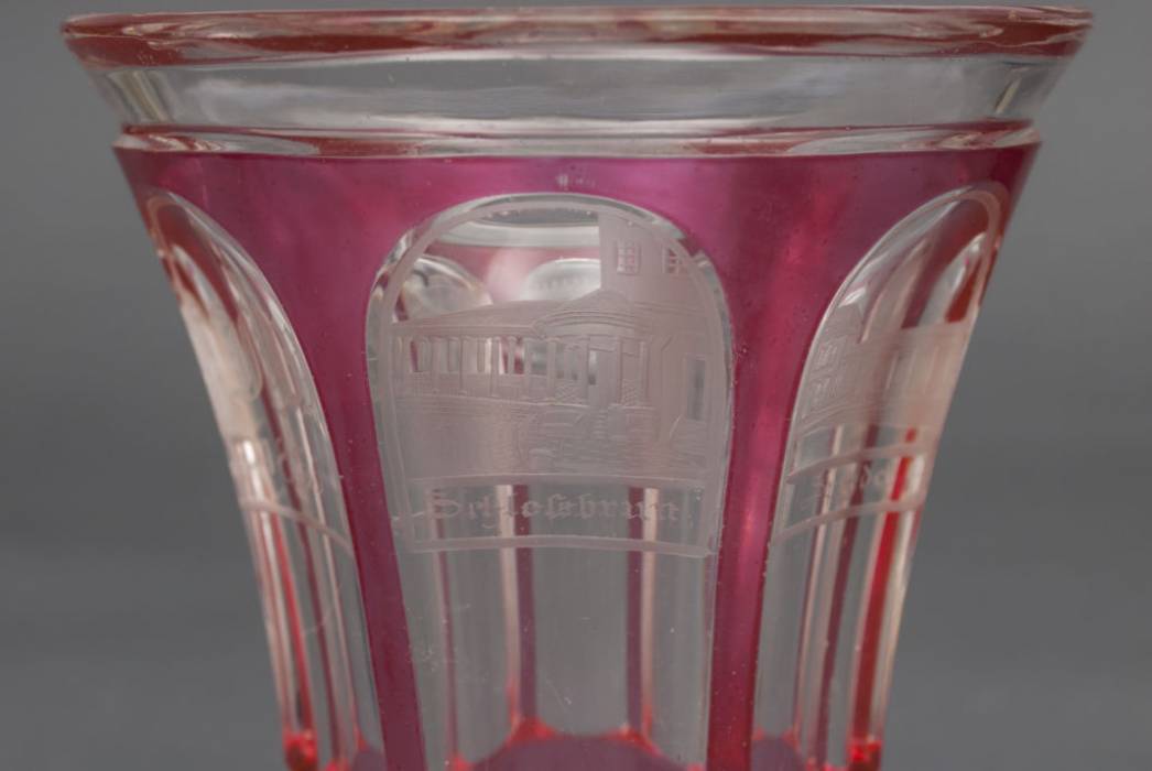 Glass vase with engravings