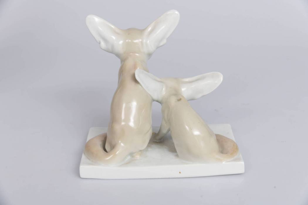 Porcelain figure Fennec foxes