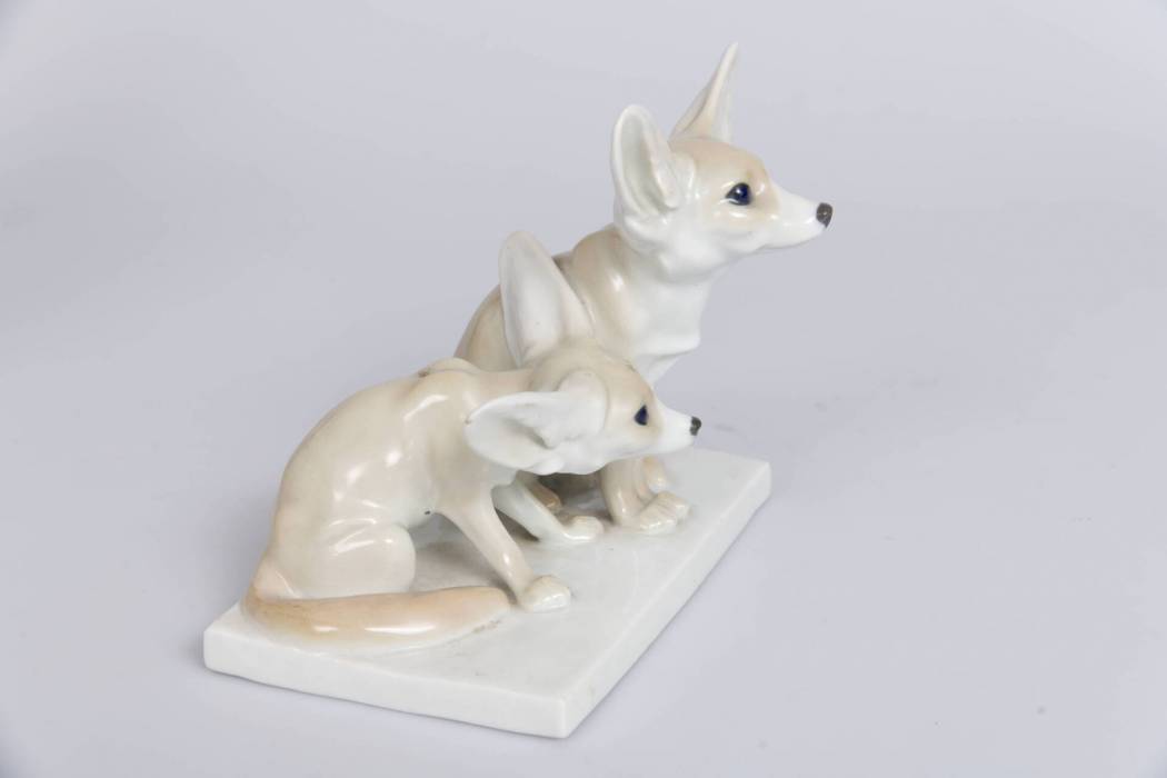 Porcelain figure Fennec foxes