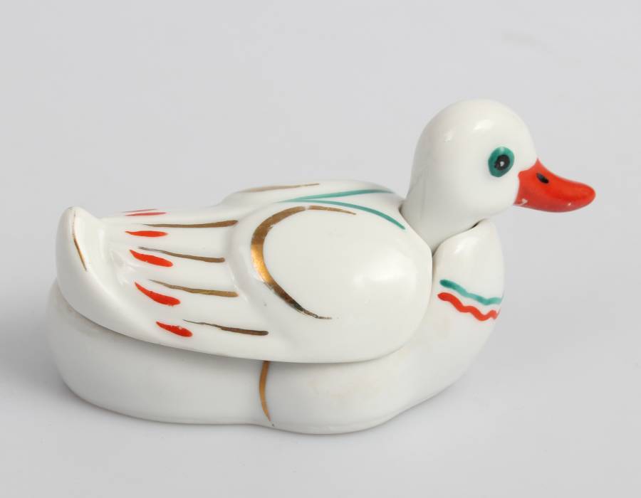 Porcelain mustard utensil Duck