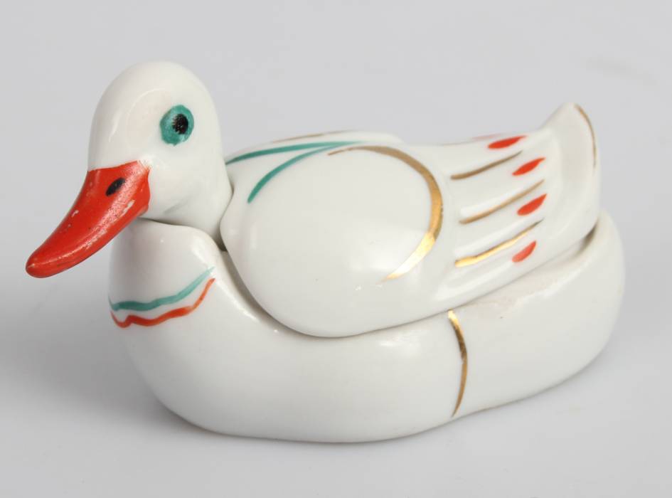 Porcelain mustard utensil Duck