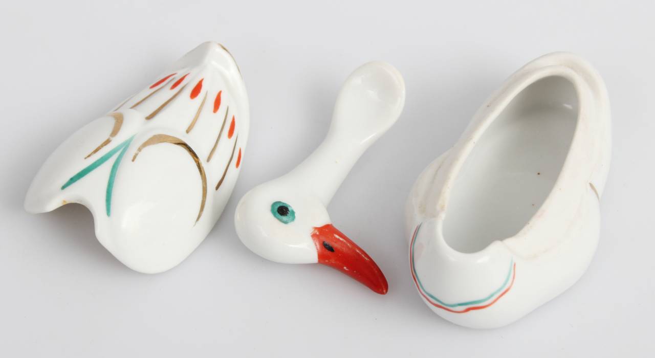 Porcelain mustard utensil Duck