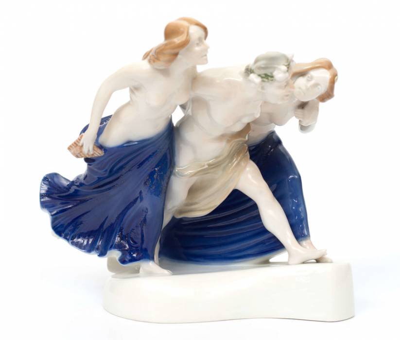 Porcelain figure Faun with nymphs