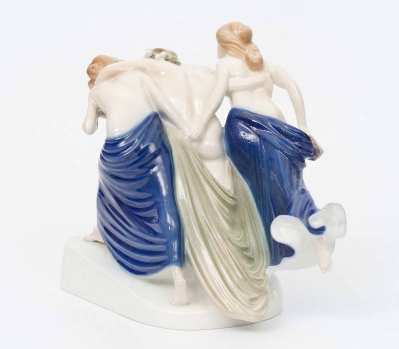 Porcelain figure Faun with nymphs