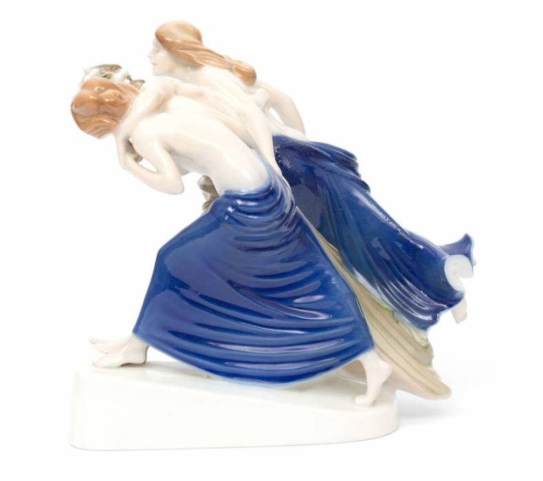 Porcelain figure Faun with nymphs