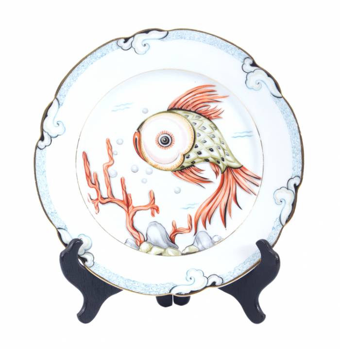 Assiette décorative en porcelaine Poisson 