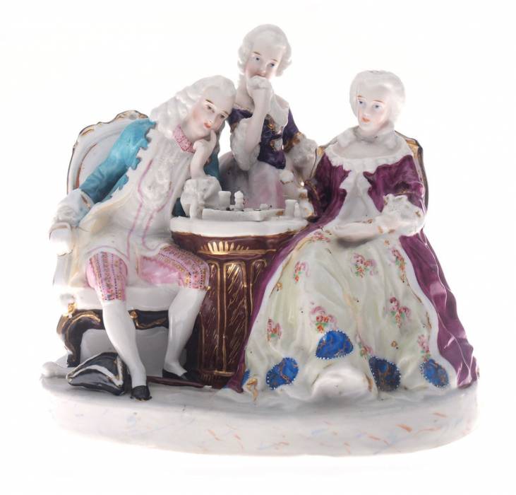 Figurine en porcelaine Jeu d&39;échecs 