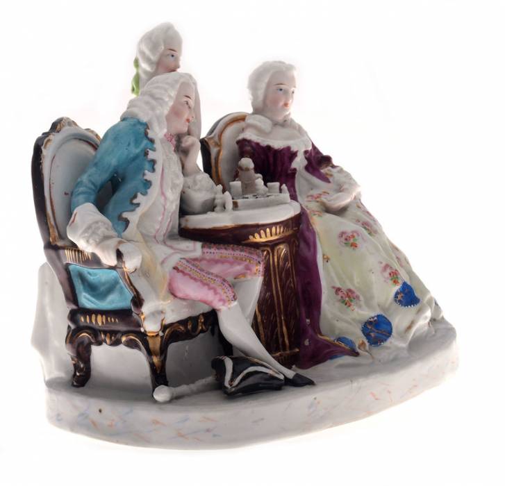 Figurine en porcelaine Jeu d&39;échecs 