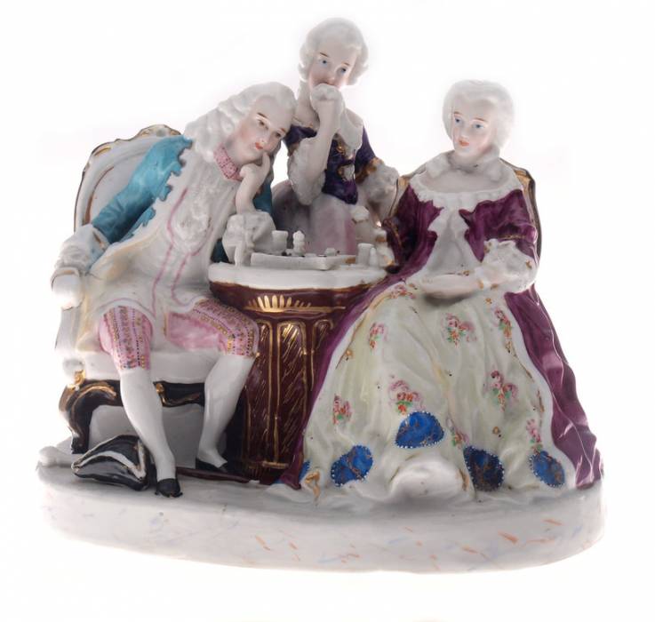 Figurine en porcelaine Jeu d&39;échecs 